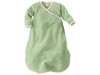 Schlafsack Baby, Schurwolle (kbT), Frottee-Plüsch grün-geringelt