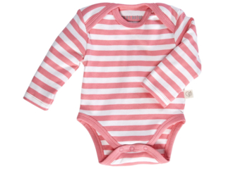 Baby Langarmbody Bio-Baumwolle rosa-off white