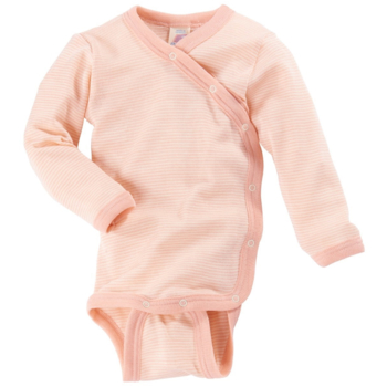 Engel Natur Baby Wickelbody Langarm natur lachs-geringelt