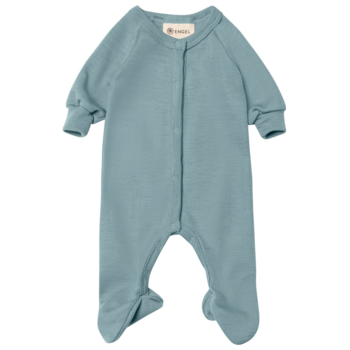 Engel Natur Baby Schlafoverall mit Fuß Feinripp bergblau