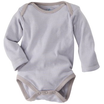 HANS NATUR Baby Langarmbody Bio-Baumwolle grau-weiß gestreift 1