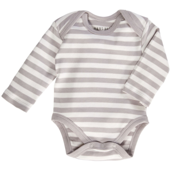 HANS NATUR Baby Langarmbody Bio-Baumwolle grau-off white 1