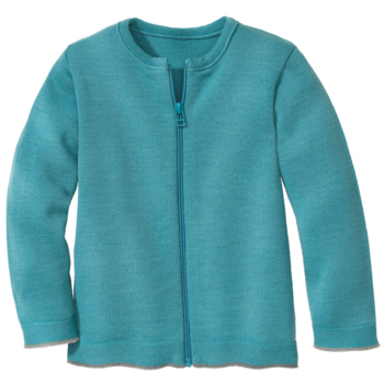 Disana Kinder Strickjacke mit Reißverschluss Bio-Merinowolle lagoon