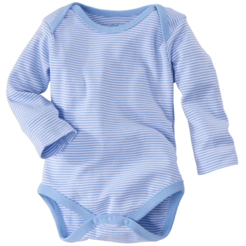 HANS NATUR Baby Langarmbody Bio-Baumwolle hellblau-weiß gestreift 1