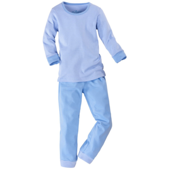 HANS NATUR Kinder Schlafanzug 2-teilig Bio-Baumwolle hellblau-weiß gestreift
