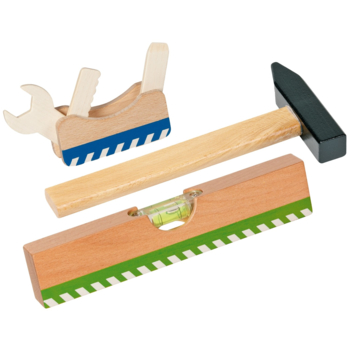goki Kinder Werkzeug aus Holz 3er-Set, bunt lackiert