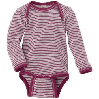 Engel Natur Baby Body Langarm hellgrau melange-orchidee