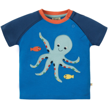 Frugi Baby und Kinder T-Shirt Oktopus blau