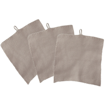 Stricklappen Bio-Baumwolle 3er-Set steel grey