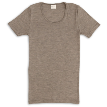 Engel Natur Damen Unterhemd Kurzarm Wolle Seide walnuss