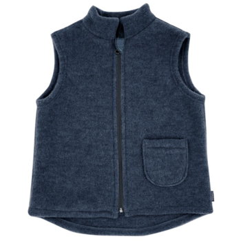 Maximo Kinder Weste Bio-Schurwolle Fleece jeans-meliert