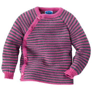 Babyjacke Schlüttli Schurwolle (kbT) beere-geringelt