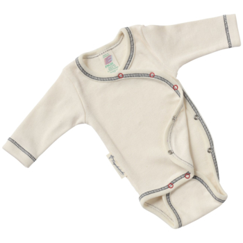 Engel Natur Baby-Wickelbody Langarm natur, blaue Naht