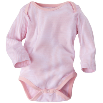 HANS NATUR Baby Langarmbody Bio-Baumwolle rose-weiß gestreift 1