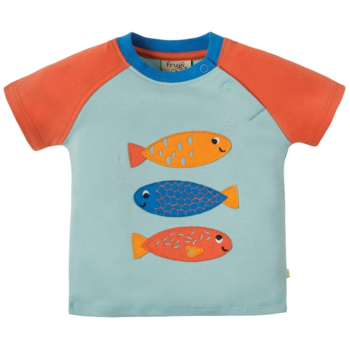 Frugi Baby und Kinder T-Shirt Fische mint
