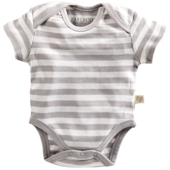 HANS NATUR Baby Body Kurzarm Bio Baumwolle grau-off white