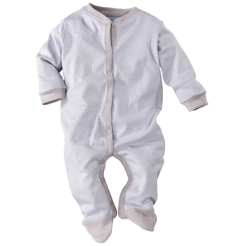 HANS NATUR Baby Schlafanzug Bio-Baumwolle grau-weiß gestreift 1