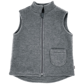 Maximo Kinder Weste Bio-Schurwolle Fleece mittelgrau-meliert