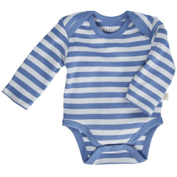 HANS NATUR Baby Langarmbody Bio-Baumwolle blau-off white 1