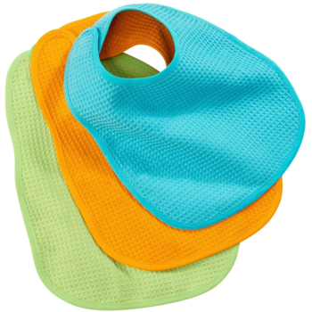 Lätzchen mit Klettverschluss 3er-Set apfelgrün-orange-blau