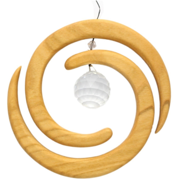 Helix aus heimischem Laubholz, Holzdeko mit Kristall