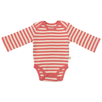 HANS NATUR Baby Langarmbody Bio-Baumwolle rosa-off white 1