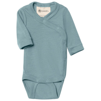 Engel Natur Frühchen und Baby Wickelbody Wolle Seide Langarm bergblau 1