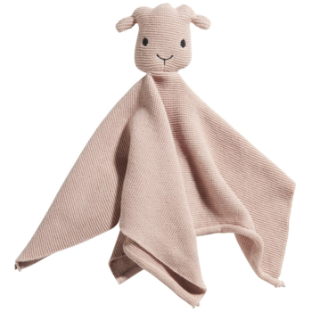 Baby Schnuffeltuch mit Rassel Strick Bio-Baumwolle rose