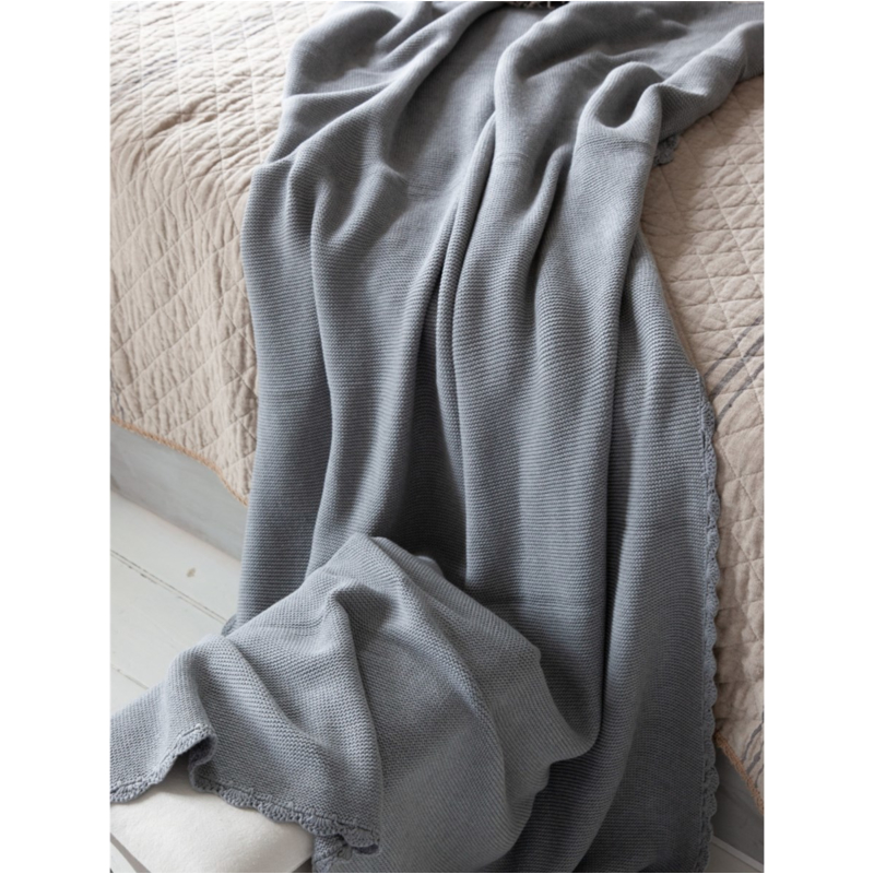 HANS NATUR Kuscheldecke für Erwachsene Bio-Baumwolle light grey melange, Maße 130 x 170 cm