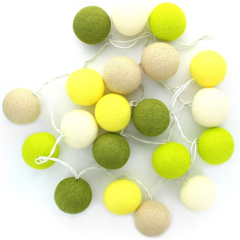 Caracol Kugel-Lichterkette, 20 handgefertigte Kugeln, lemongreen